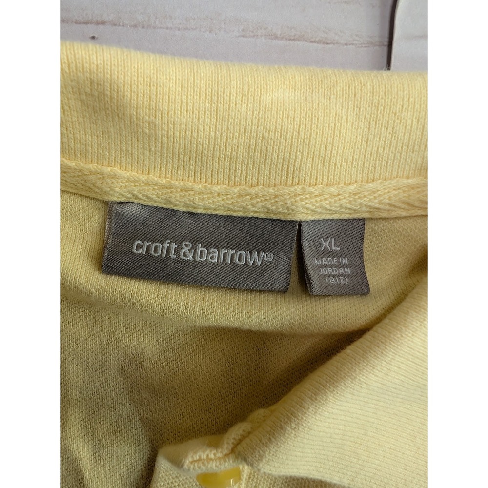 Croft Barrow‎ Size XL Womens Yellow Button Up Short Sleeve Cotton Polo Top - Picture 2 of 8